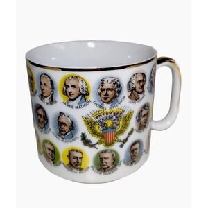 Vintage 1966 US Presidents: Washington thru LBJ Coffee Mug Chadwick Miller Japan